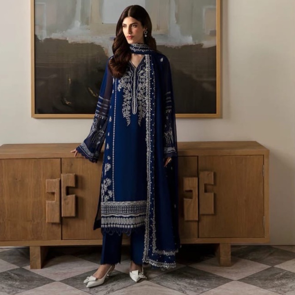 Navy Blue Embroidered Dress